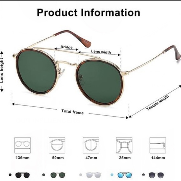 Ray-Ban 51-22 Round Double Bridge Sunglasses - Gold Tone  Retro Round Double Bridge Polarized Sunglasses for Women Men Twin Beams *NEW*
